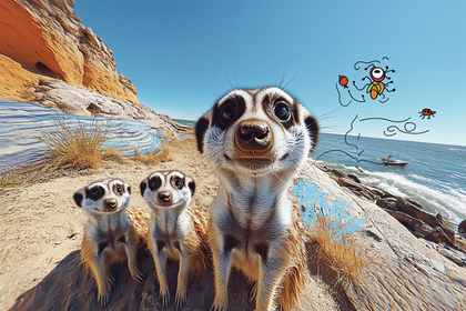 Meerkat Family Posing For Camera