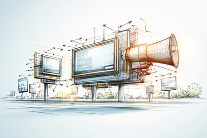 Megaphone Billboard Advertising Sketch