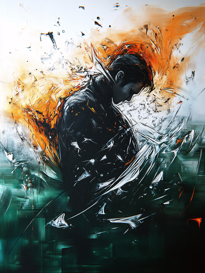 Melancholy Figure in Abstract Style