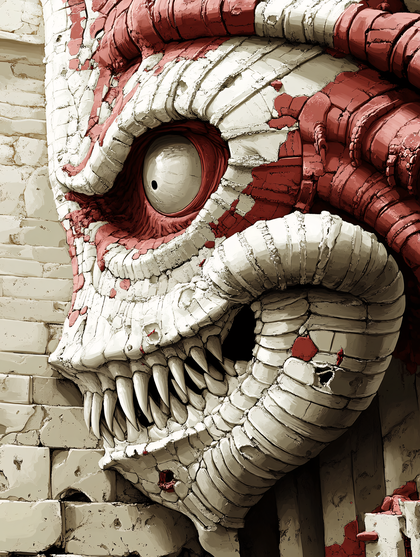Menacing Stone Monster Face