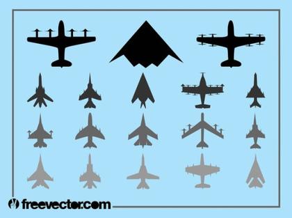 Military Airplanes Set Free Vector