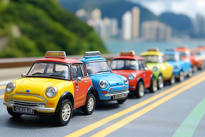 Miniature Taxi Lineup