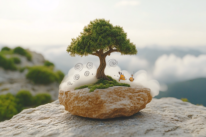 Miniature Tree with Cartoon Animals