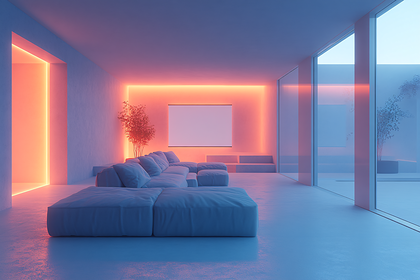 Minimalist Living Room with Neon Lighting