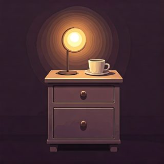 nightstand with lamp