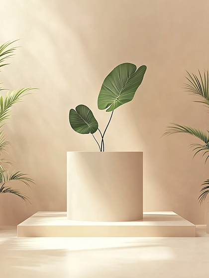 Minimalist Plant Display on a Pedestal