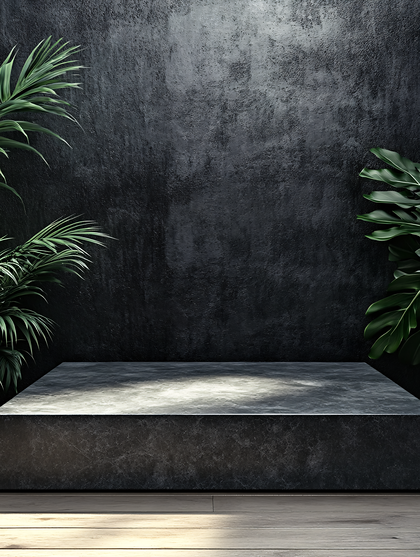 Minimalist Platform With Tropical Plants