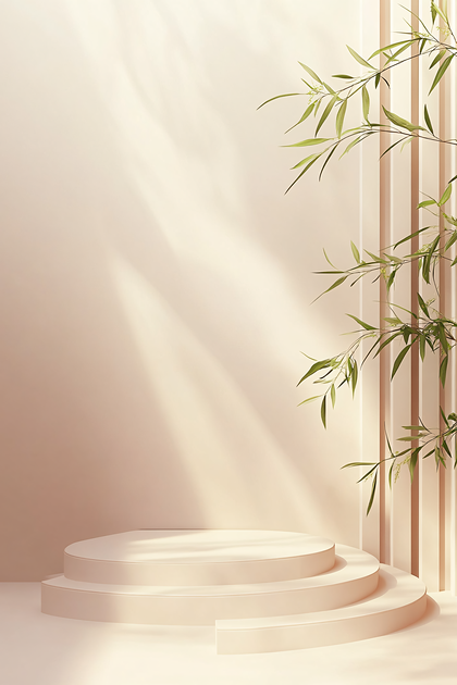 Minimalist Product Display with Bamboo
