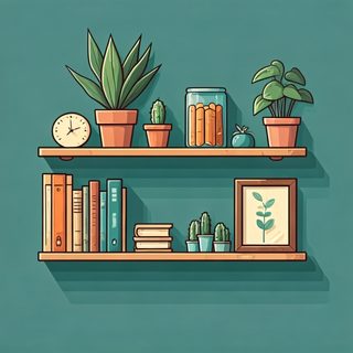 shelves with decor