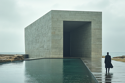 Minimalist Stone Chapel by the Sea