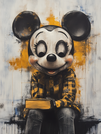 Mischievous Mickey Reading a Book