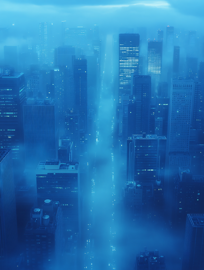 Misty Blue Cityscape