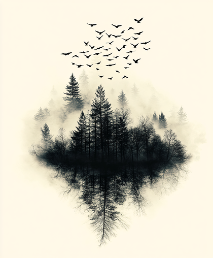 Misty Forest Reflection