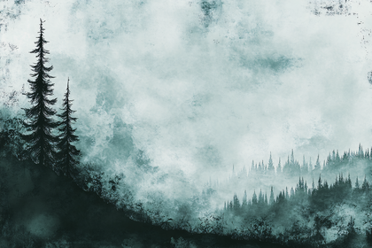 Misty Forest Silhouette