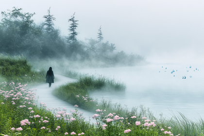 Misty Lake Path