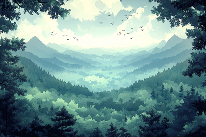 Misty Mountain Forest Vista