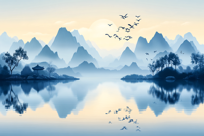 Misty Mountain Lake Reflection
