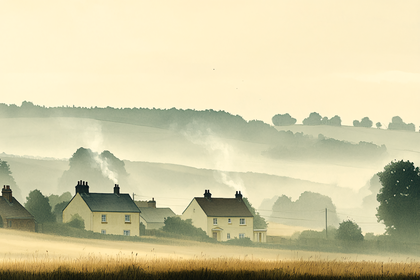 Misty Village Morning