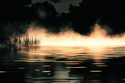 Misty Waterscape at Twilight
