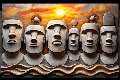 Moai Statues Sunset