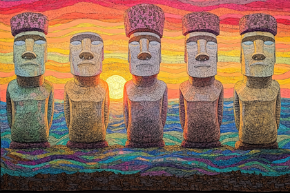 Moai Statues Sunset