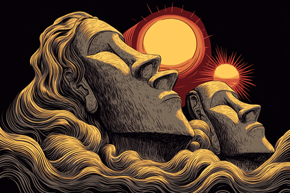Moai Statues Under Suns