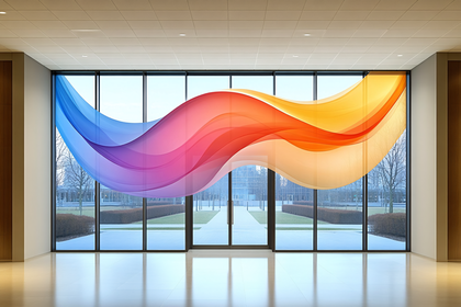 Modern Abstract Interior with Wavy Color Gradient