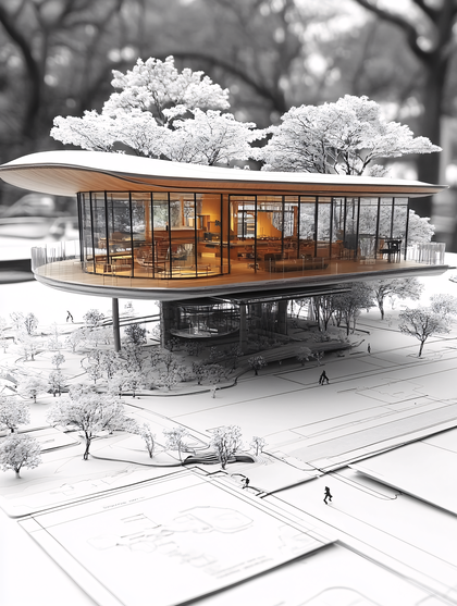Modern Architectural Model on Plans