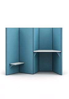 blue office cubicle