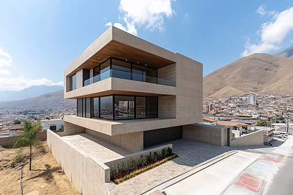 Modern Concrete House Overlooking City