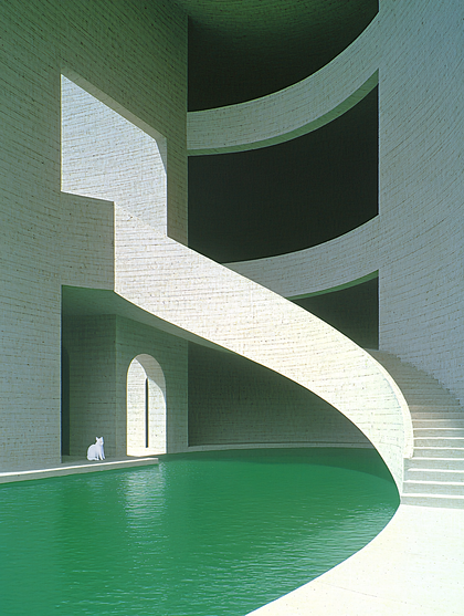 Modern Courtyard With Cat