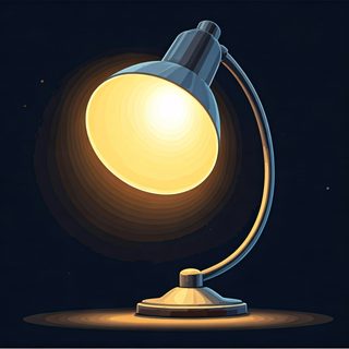 glowing desk lamp