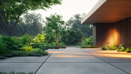 Modern Garden Patio With Wooden Building