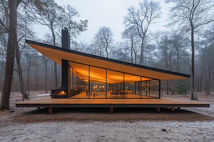 Modern Glass House in Forest