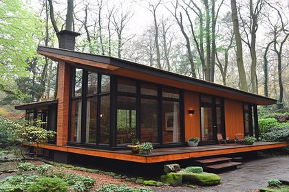 Modern Glass House in Forest