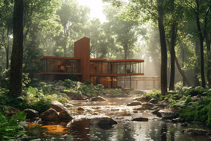 Modern Glass House in Forest Setting
