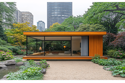 Modern Glass House in Garden Setting