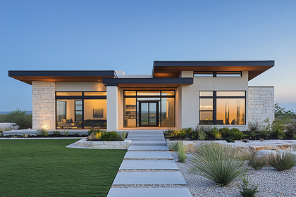 Modern House Exterior At Twilight