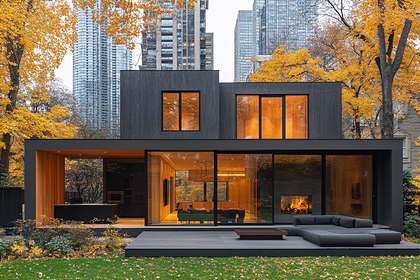 Modern House Exterior Autumn
