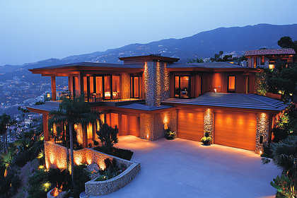 Modern House Illuminated At Dusk