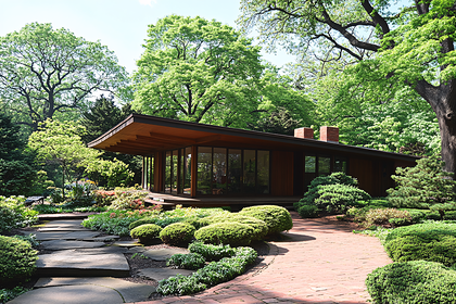 Modern House in Lush Garden