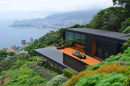 Modern House Overlooking City and Sea
