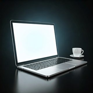 laptop coffee workspace