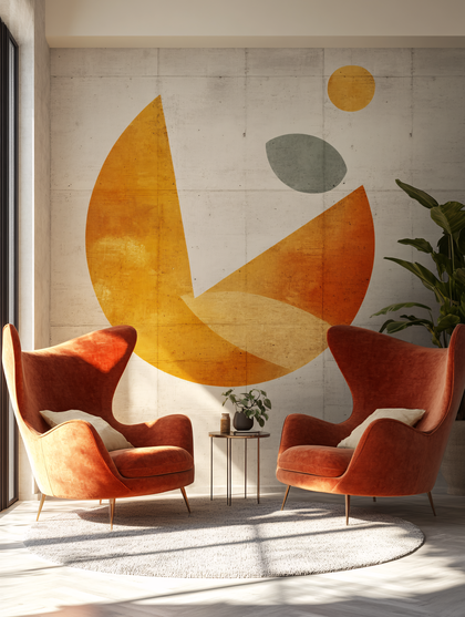 Modern Living Room with Abstract Geometric Art