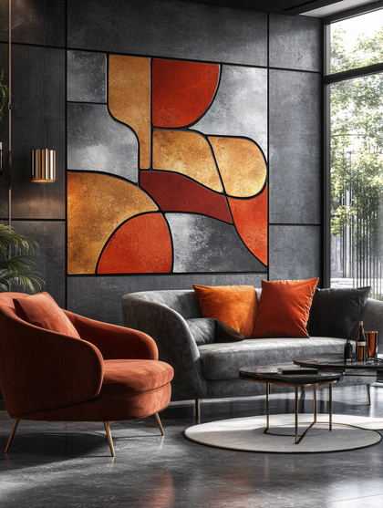 Modern Living Room with Abstract Wall Art