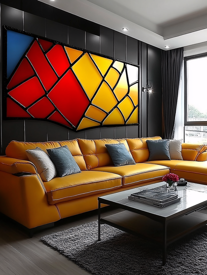 Modern Living Room with Abstract Wall Art