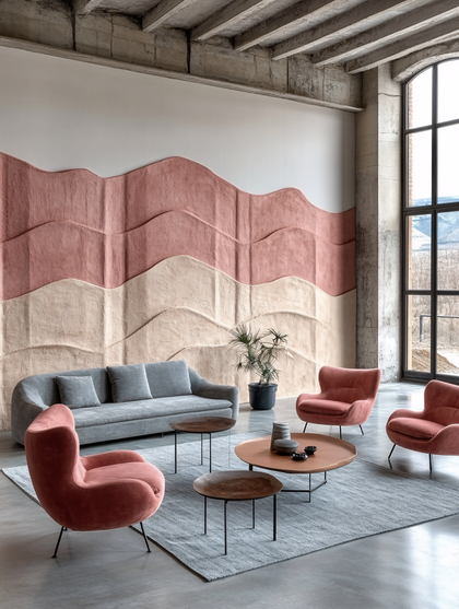 Modern Living Room with Textured Wall