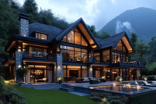 Modern Luxury Home with Pool at Dusk