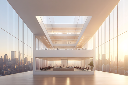 Modern Office Building Interior With City View