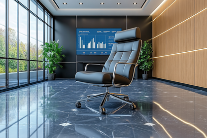 Modern Office Interior With Black Leather Chair